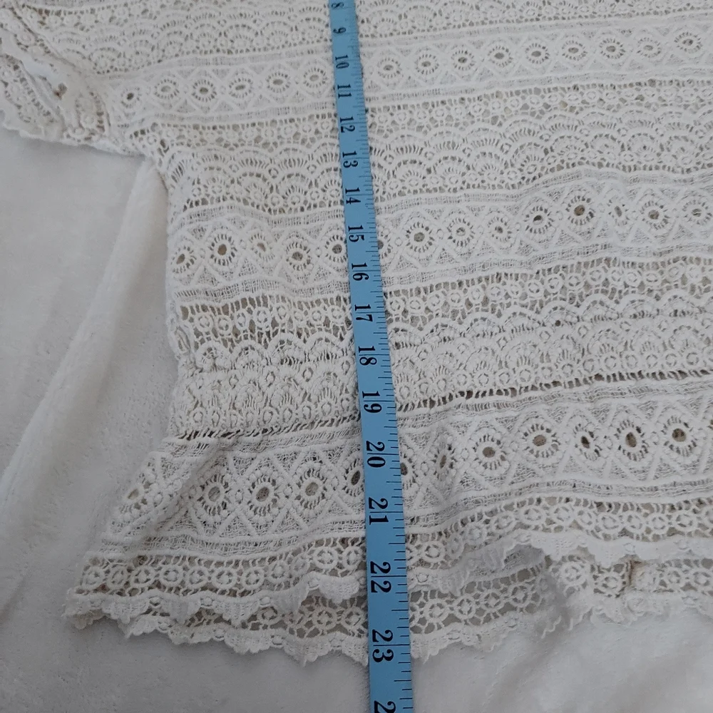 Zara Trafaluc Collection Delicate Embroidered Dolman sleeve eyelet Top Romantic